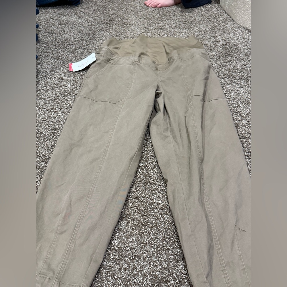 🍌Tan High-Waisted maternity Pants
